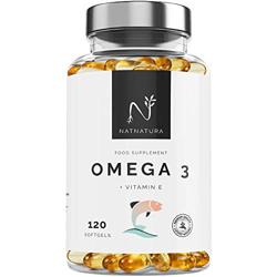 Omega 3 máxima concentración EPA – DHA. Ácidos grasos Omega 3 (2000 mg) + Vitamina E a base de aceite de pescado salvaje. 120 perlas blandas precio