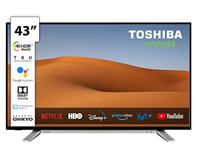 Toshiba TV 43UA2B63DG 4K HDR Smart TV Android de 43" Ultra HD (3840 x 2160), Chromecast y Google Assistant Integrados