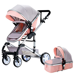 Sillas de paseo Cochecito de bebé 3 en 1 Triciclo Baby Walker Cochecito de alto paisaje Cochecitos plegables Carrito de bebé para bebé 0-36 meses (Ros precio