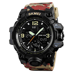 QZPM Hombre Relojes, Al Aire Libre Deportes Multifuncional Analógico Y Digital Deporte Relojes LED Relojes De Pulsera Men Watches,Red Camouflage características