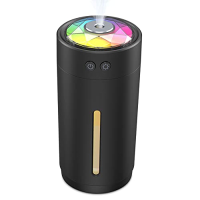 Mini Humidificador, USB Humidificadores Aire 300ml, Lámpara de 7 Colores, Apagado Automático, 2 Modos de Niebla, Super Silencioso, para el Bebé Dormit