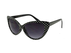 Gafas de sol de ojo de gato de Retrouv®, diseño de lunares, para mujer, modelo Super Cat Schwarz Weiß-Punkt mit retroUV® Beutel 56 precio