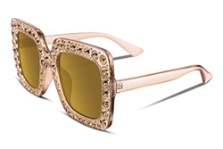 FEISEDY Gafas de sol de cristal brillante para mujer Marco grueso cuadrado de gran tamaño B2283 precio