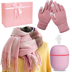 Humidificador Guantes Bufanda Juegos de regalo para Mujer, Mini Humidificador Portátil Silencioso para Oficina Coche Dormitorio, Bufandas y Guante par precio