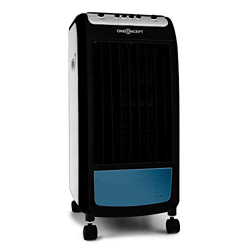 Oneconcept Caribbean Blue - Enfriador de aire portátil, Ventilador, Humidificador, 3 velocidades, Caudal de aire 400 m³/h, 70 W, Tanque 4 L, 2 recipie en oferta