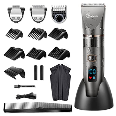 HATTEKER Cortapelos por Hombre Maquina de Cortar el Pelo Cortadora de Pelo Barbero Electric Recortador de Barba y Precisión Waterproof