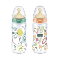 ¡Pack 2x1! | Biberones NUK First Choice+ PP Colour Play | Latex | 300ml | Color naranja y verde | Orificio M | 0-6m en oferta