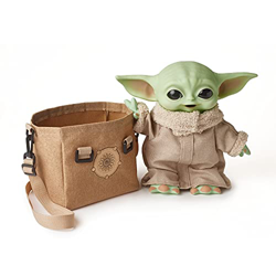 Star Wars The Mandalorian Peluche 28 cm Baby Yoda (El niño) con sonidos y bolsa de transporte, juguete para niños +3 años (Mattel HBX33) en oferta