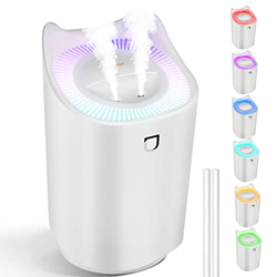 Humidificador Ultrasónico, 3L USB humidificador de aire con 20 Horas Apagado automático y función de luz Nocturna, LED de 7 colores y 2 boquillas de p características