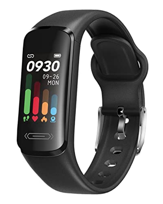 HUAKUA Pulsera Actividad Inteligente Impermeable IP68 con Pulsómetro, Monitor de Actividad Deportiva, Reloj Deportivo con Podómetro (Negro)