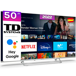 TD Systems - Smart TV Hey Google Official Assistant - Televisores 50 Pulgadas 4K HDR10, Control por Voz, Chromecast, 3X HDMI, 2X USB. 3 años de garant precio