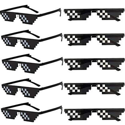 FSMILING Thug Life - Gafas de sol para adultos y niños de 8 bits (10 unidades, unisex, pequeñas), Tinny