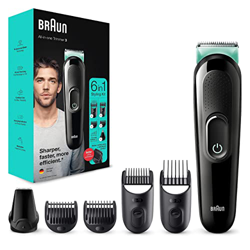 Braun Recortadora Todo En Uno 3 MGK3321, Recortadora De Barba 6 En 1 Para Hombre, Cortapelos, Para La Cara, Pelo, Orejas, Nariz, 5 Accesorios, Negro/V en oferta