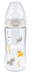 NUK First Choice+ - Biberones para bebés de 6 a 18 meses, válvula anticólicos, sin BPA, tetina de silicona con control de temperatura, color beige, 30 características