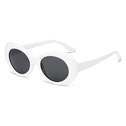 Long Keeper Gafas de sol Unisex - gafas de sol retro ovaladas blancas Clout Goggles UV400 Gafas retro para Mujer Hombre 50MM características