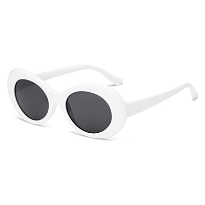 Long Keeper Gafas de sol Unisex - gafas de sol retro ovaladas blancas Clout Goggles UV400 Gafas retro para Mujer Hombre 50MM