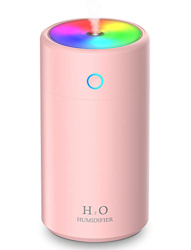 Humidificador Ultrasónico 400ml Humidificadores de aire Mini con luz nocturna colorida, apagado automático, 2 modos de niebla, súper silencioso (rosad características