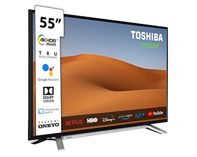 Toshiba TV 55UA2B63DG 4K HDR Smart TV Android de 55" Ultra HD (3840 x 2160), Chromecast y Google Assistant Integrados