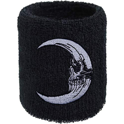 Muñequera para el sudor de Biker Moon, con bordado de media luna, diseño antiguo, absorbente, de rizo, color negro precio