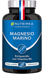 Magnesio Marino con Vitamina B6 | Alivio Calambres Cansancio Fatiga Potente Suplemento Articulaciones Huesos Piel Energía Deportistas | 120 cápsulas C características