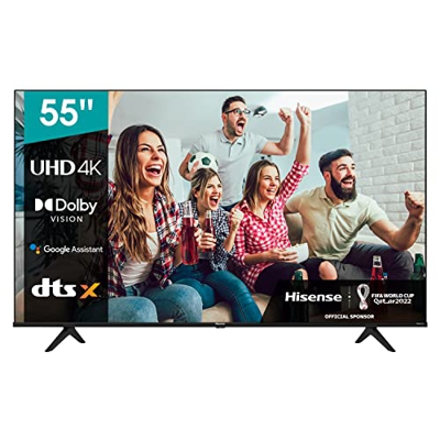 Hisense 55A66G 2021 Series - Smart TV 55" 4K UHD con Dolby Vision HDR, DTS Virtual X, Freeview Play, Alexa Built-in, Bluetooth