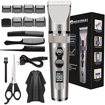 ETMURY Set de cortapelos para hombre, recargable, USB, profesional, resistente al agua, IPX7, eléctrico, cortapelos para el pelo largo, cortapelos par