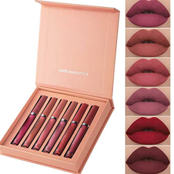 Lucoss 6pcs Pintalabios Permanente Labiales Mate Larga Duracion Juego de Brillo de Labios Lápiz Labial Líquido Maquillaje precio