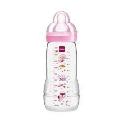 MAM Botella Easy Active (330 ml), botella de agua para bebé, incluye tetina MAM tamaño 2 de silicona SkinSoft y botella de leche con forma ergonómica, en oferta