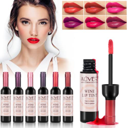 Wine Lip Tint - Botella de vino de 6 colores mancha de labios, labiales mate larga duracion Impermeable pintalabios regalo de maquillaje para niñas y  características