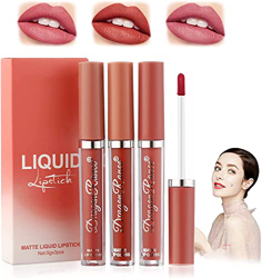 Tinte Labial Matte Set, Labiales Mate Larga Duracion de 3 Colores, Lápiz Labial Líquido Mate Kit, Taza Antiadherente Pintalabios Mate (Nude/Rojo/Rojo  características