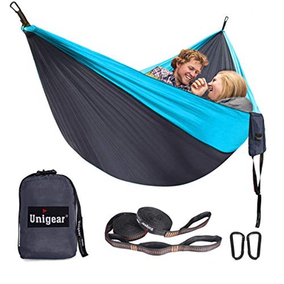 Unigear Hamaca para Acampar 320 x 200 cm para 2 Personas, Hamaca Aoble Portátil Ligera de Nylon Paracaídas con Correas para Mochilero, Camping, Viajes