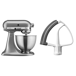 KitchenAid 5K45SSESL Robot de cocina 4,3 L + 5KFE5T K5FE5T-Batidor Plano Flexible para Robot de Cocina Artisan, 0 Decibeles, Metal, Blanco precio