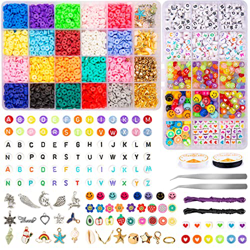 Abalorios para Hacer Pulseras, Splaks 5000pcs Cuentas Planas para Pulseras y Collares, Cuentas Arcilla Polimerica DIY Manualidad Fabricación de Joyas, en oferta