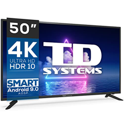 Smart TV 50 Pulgadas 4K HDR10 - Televisores 3 años de garantía, Android 9.0 (AOSP), 3X HDMI, 2X USB - TD Systems K50DLG12US en oferta