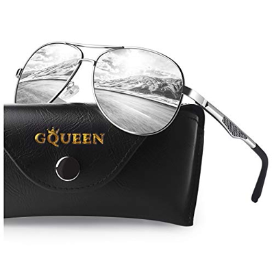 GQUEEN Gafas de Sol Hombre Polarizadas Clásico Aviador Piloto Protección UV400 Retro Gafas de Sol Mujer Metal