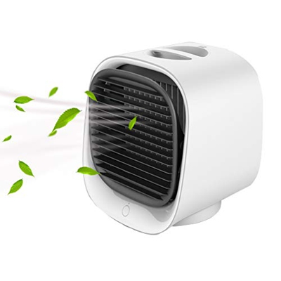 ZTGL Aire Acondicionado Portatil sin Tubo Exterior, Mini Climatizador USB, Purificador y Humidificador 3 en 1, Ventilador de Escritorio con Luz Noctur