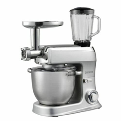 Robot de cocina amasadora planetaria 3 en 1 picadora de carne batidora 2100 W 7,5 L + set de cuchillos (plata) en oferta