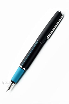 Inoxcrom Your Line - Pluma con cuerpo en acero inoxidable lacado, color negro con raya azul