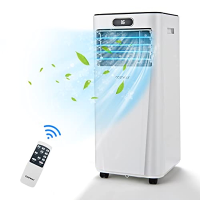 COSTWAY Aire Acondicionado Portátil, Climatizador 3 en 1 con Enfriamiento Deshumidificador y Ventilador, 9000 BTU, Temporizador 24 Horas y Pantalla LE