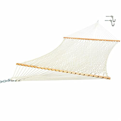 JWDS Hamaca Malla Red Colgando Cama Portátil Blanco Hamaca Al Aire Libre Madera Sólido Swing Dormir Camping Viajes Hamacas precio