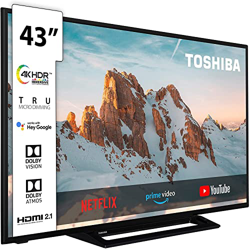 Toshiba 43UK3163DG, Smart TV de 43 pulgadas, 4K Ultra HD, ALEXA integrado, compatible con Google Assistant, Dolby Vision, Dolby Atmos, procesador Quad en oferta