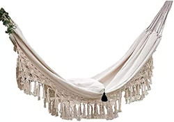 XIEZI Hamaca para Acampar Hamaca Al Aire Libre Hecha A Mano Clásica Hamaca Brasileña Macramé Flecos Árbol Hamacas Columpio Cama para Acampar Playa Dor precio