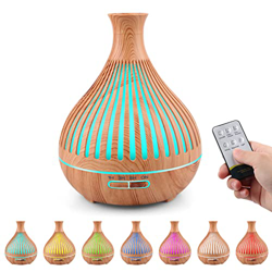 BNGXR Difusor de Aromaterapia,400ML Difusor de Aceite Esencial, Humidificador Aromaterapia Ultrasónico con Control Remoto,7 Color LED y 4 Temporizador características