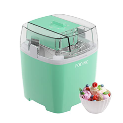 FOOING Fabricante de Helados 1.5L con Botón de Interruptor Giratorio , Máquina de helado de Acero Inoxidable, Adecuado para Sorbete, Yogur Congelado y precio