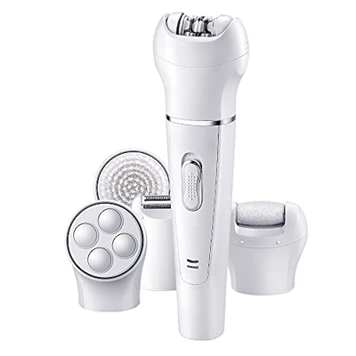 Kemei 5-en-1 Depiladora eléctrica Bikini Trimmer Wet and Dry recargable Lady Shaver Depiladora Facial Massage Kit de herramientas con cabeza y depilad