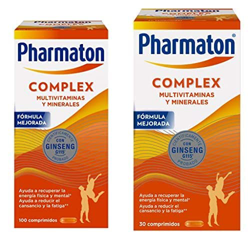 Pharmaton Complex - Multivitamínico con Ginseng - 100 Comprimidos Compactos - Energía Física y Mental + 30 Comprimidos Compactos características