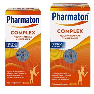 Pharmaton Complex - Multivitamínico con Ginseng - 100 Comprimidos Compactos - Energía Física y Mental + 30 Comprimidos Compactos