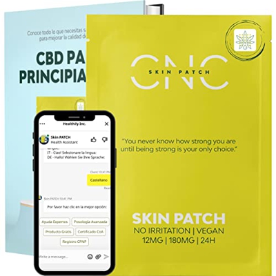 SKIN PATCH (180MG | 24H) Parches CBD Cañamo Transdérmicos | Alivia Dolores Musculares, Articulares, Lumbares, Pelvicos, Migrañas | Hipoalergenicos & N