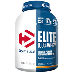 Dymatize Elite 100% Whey Chocolate Peanut 2170g, Pulverizador de adecuada Poteína y Baja Azúcar + Proteína de Suero y BCAA en oferta