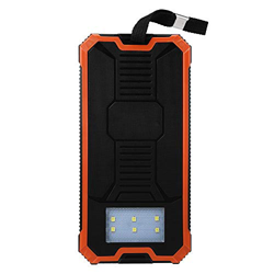 KIMODO Energía Solar 20000mAh Teléfono F Cargador USB Dual a de Agua Batería Banco portátil Cargador de teléfono (Orange, One Size) en oferta